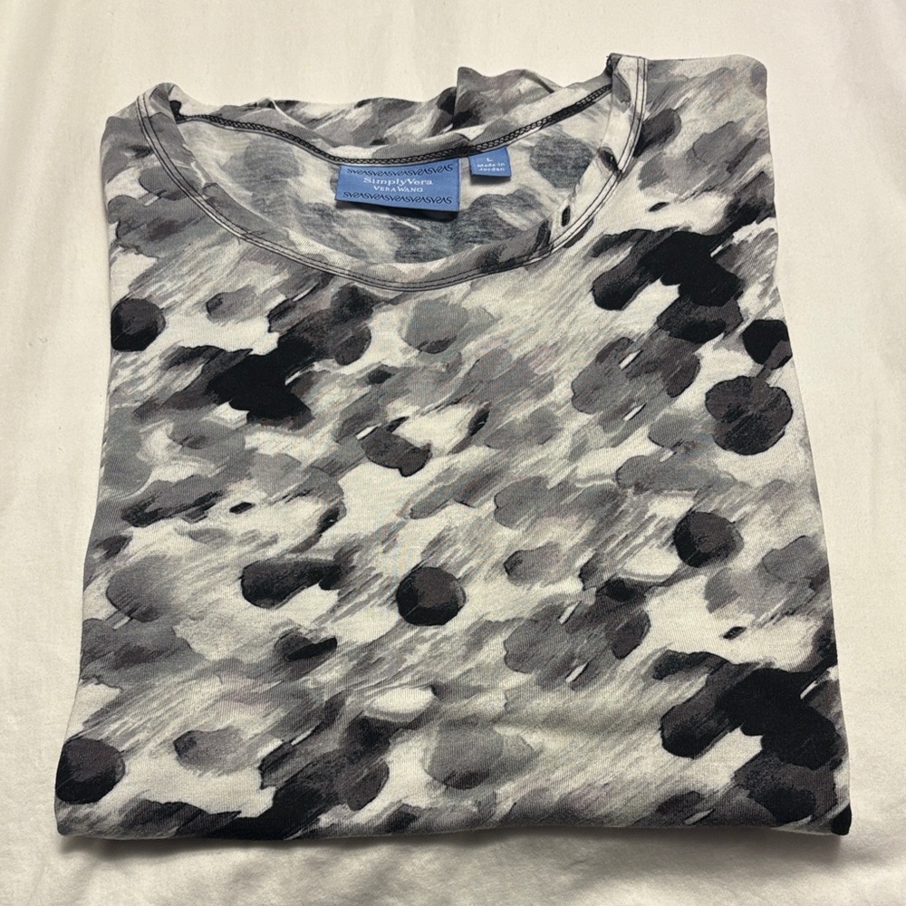 Vera Wang Monochrome Abstract Short Sleeve Tee